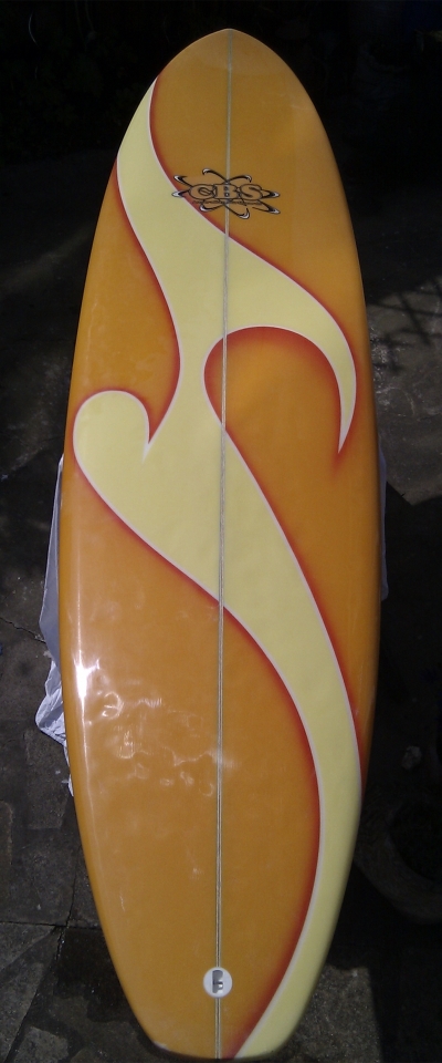 Top of finished surfboard
